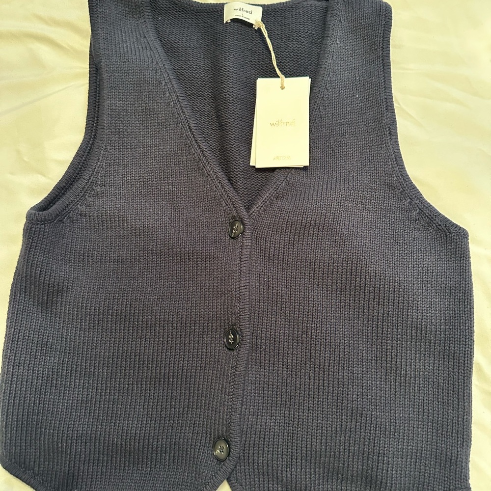 Signer Navy Blue Knit Vest by Wilfred